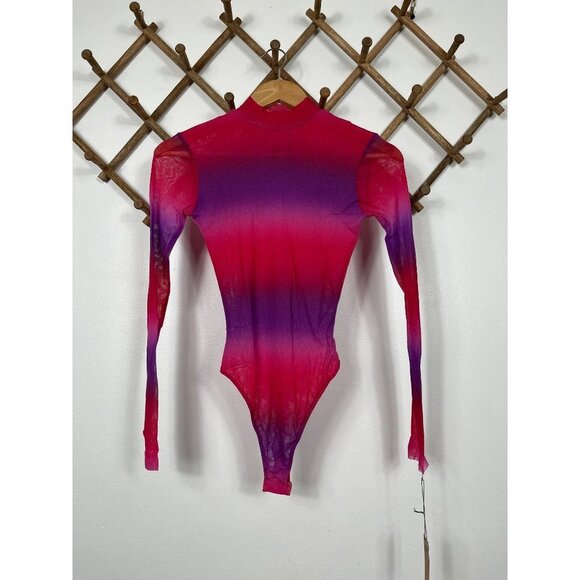 Only Hearts Ombre Tulle Mock Neck Thong Bodysuit Size S - Picture 3 of 11